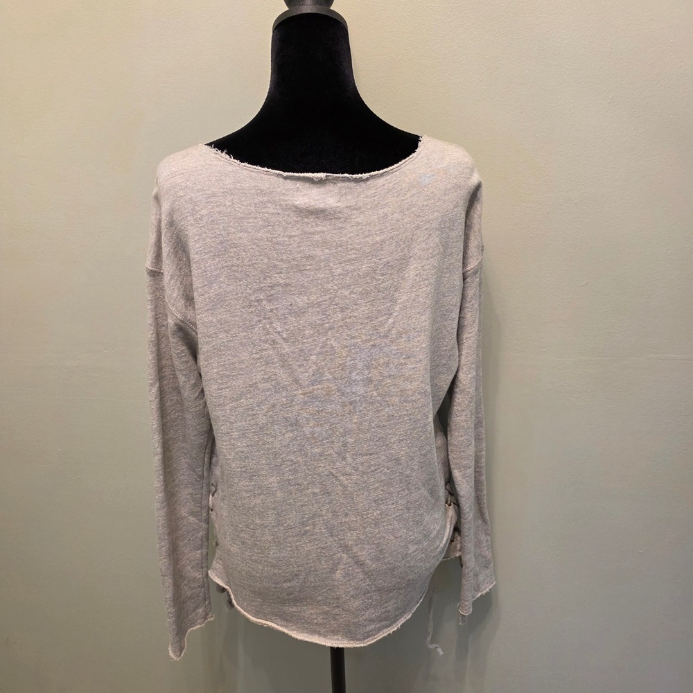Sundry Womens Star Embroidered Lace Up Side Sweatshirt Gray Size 1 - Picture 3 of 6